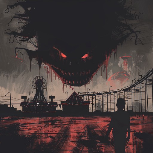 This dark and haunting composition evokes the atmosphere of a twisted, abandoned carnival. Dissonant melodies and unnerving sound effects create a sense of unease and dread, as if the listener is wandering through a nightmarish funhouse. The music builds in intensity, with sudden bursts of chaotic noise and distorted tones, before fading away into an unsettling silence.