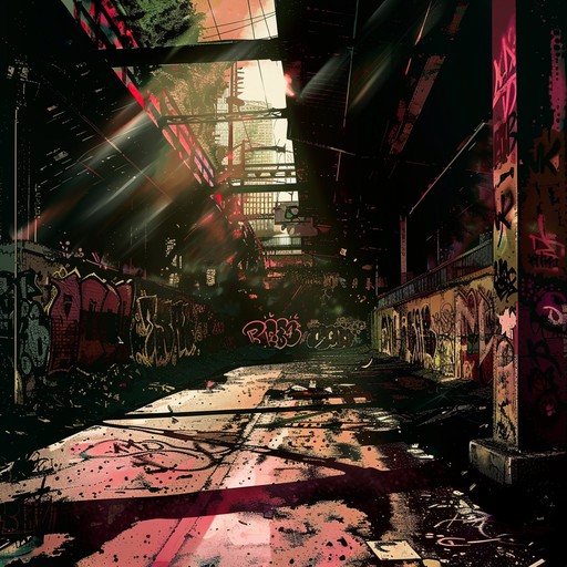 Immerse yourself in an intense urban future where deep bass lines and sporadic rhythm changes create an unpredictable soundscape, reflecting the chaotic and dynamic nature of an imagined dystopian city.