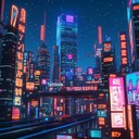 vibrant cyberpunk track with pulsating synths and driving beats