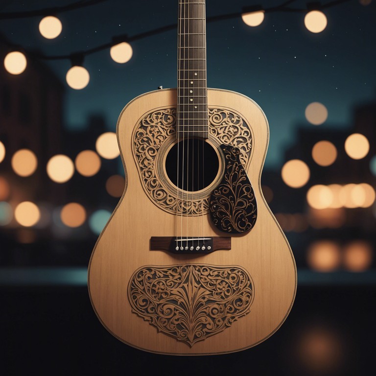 This track features a gentle acoustic guitar creating a soothing, melodious soundscape, perfect for a peaceful evening contemplation or quiet, intimate gatherings