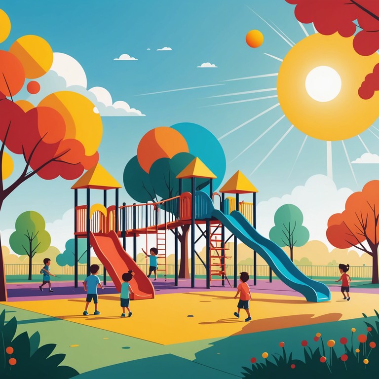 This vibrant track captures the spirit of a perfect, sunny day on a lively playground, reflecting the joy and carefree moments of childhood. With a melody that bounds with the energy of children's laughter and the comfort of sunny afternoons, it's an ideal tune for animations, children's games, or educational applications.