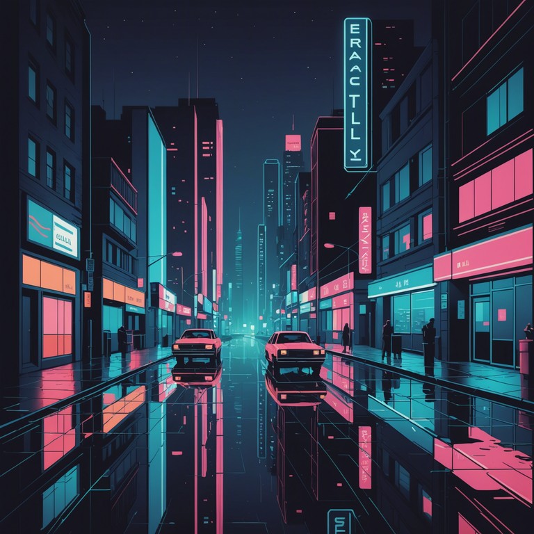 This track takes you on a journey through neon lit streets filled with the echoes of deep, melodic synths that create an immersive, futuristic landscape. The piece swirls with textures that captivate the listener, evoking images of a night drive in a cyberpunk cityscape.