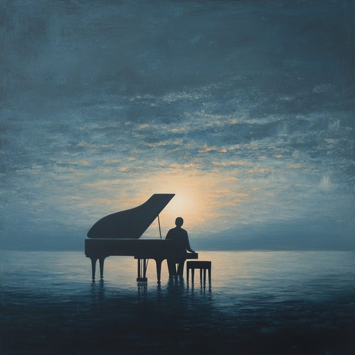 A sorrowful piano melody blends with atmospheric synths, encapsulating a sense of loss and deep introspection. The piece's slow tempo and subtle dynamics invite the listener into a reflective and emotional journey through twilight reflections.