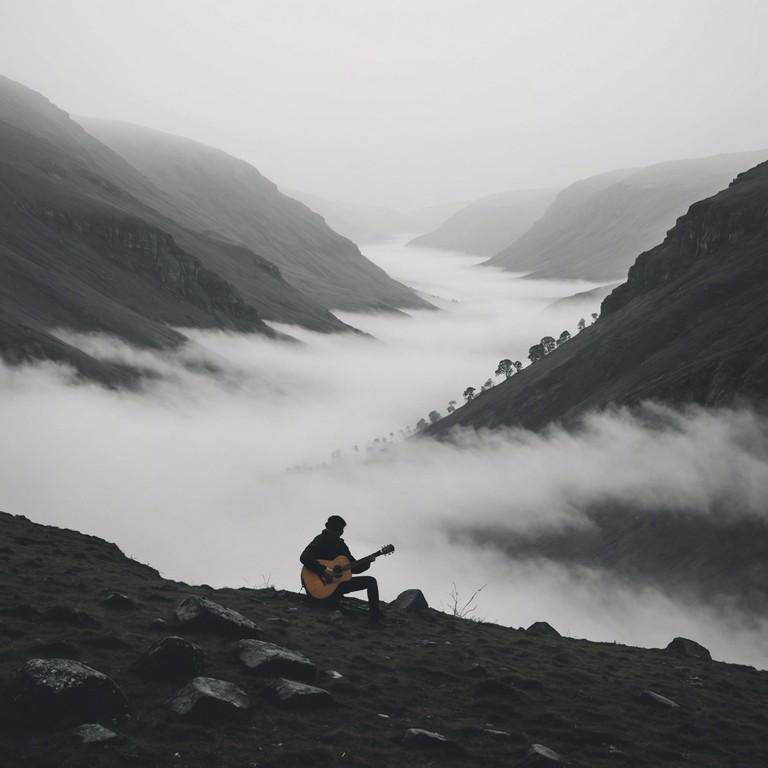 This track embodies the essence of sadness and depth of the valleys through mellow acoustic guitar melodies playing a melancholic tune. It's a musical narrative of loss and solace, where every strum reflects deep emotions tied to nature's quiet moments.