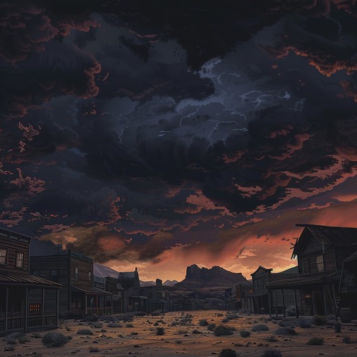 Experience the haunting emptiness of a frontier ghost town, where each eerie note and chilling percussive beat conjures an unnerving sense of dread within the desolate landscape.