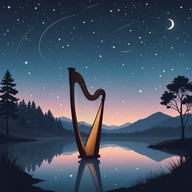 soft harp plays as stars appear