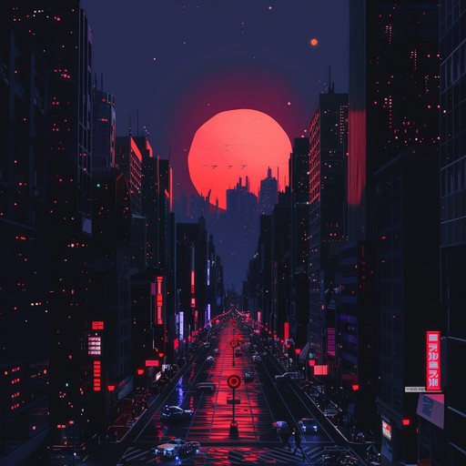 An instrumental track that captures the essence of a vibrant city at night. The music should evoke images of neon lights, bustling streets, and the exhilarating freedom of urban nightlife. It should be rhythmic and engaging, suitable for dance floors with a slightly futuristic touch, embracing the essence of city life with its ups and downs.