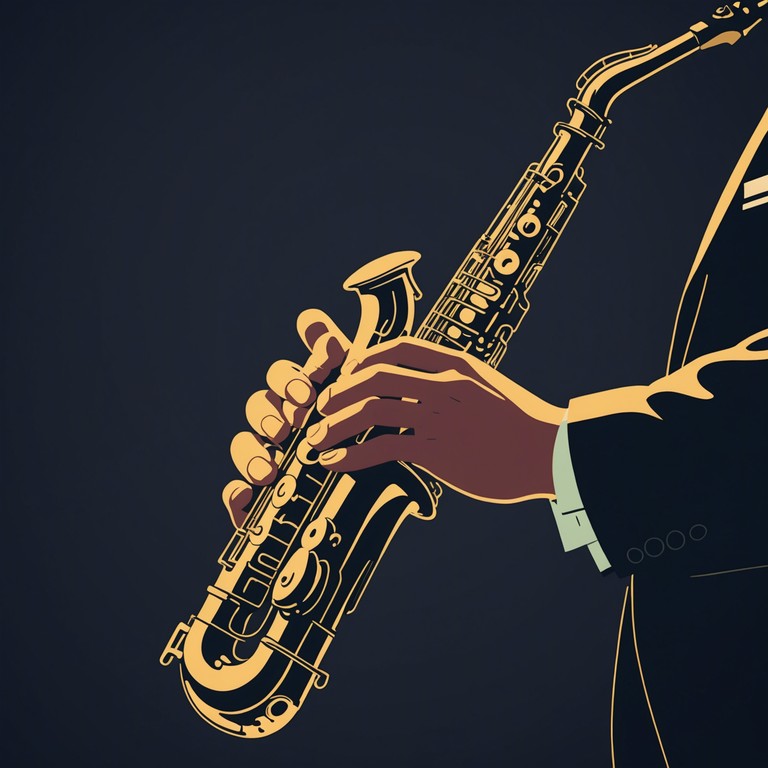 Step into a scene where the cool night air meets the warm pulse of old school jazz, crafted by a saxophone's soul stirring melodies capturing the spirit of a perfect evening.