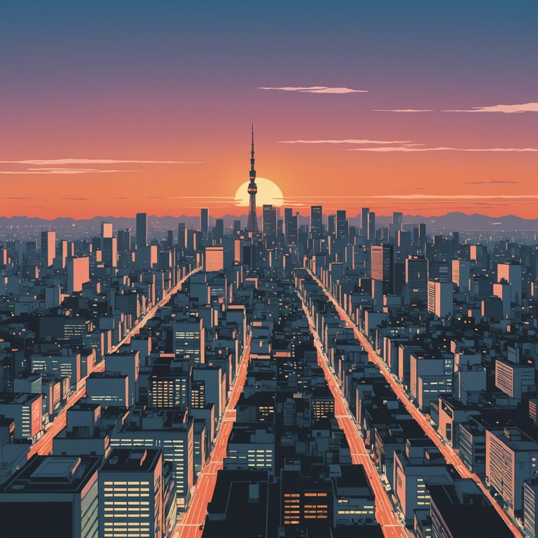 Imagine the serene ambiance of a tokyo sunset, where the city’s busy sounds are replaced by smooth, flowing melodies of a keyboard. This track captures the heartwarming aura of a tranquil evening in japan's lit cityscape.