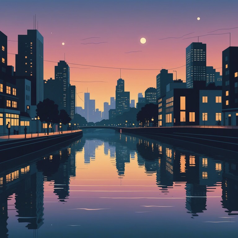 The composition serves as an auditory backdrop to the transition from day to night in a metropolitan setting, where each beat gently contributes to the calm and serene atmosphere. This track suits both personal reflection and social gatherings, providing a gentle cadence to the evening's progression.