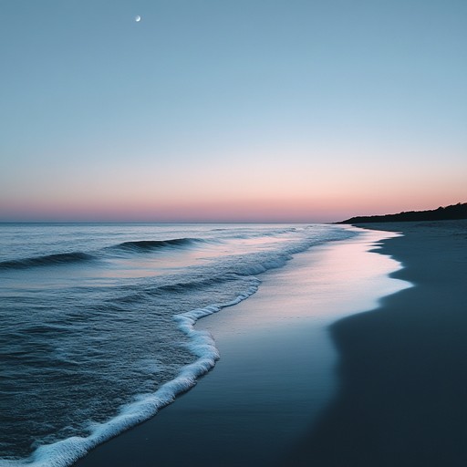 This instrumental piece combines gentle ocean waves with soothing melodies, creating an immersive experience that transports listeners to a serene coastal setting at twilight. The calming rhythm and subtle harmonies are perfect for relaxation or meditation.