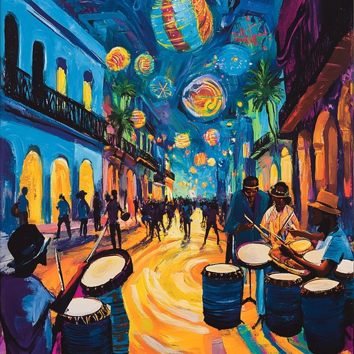 Experience an instrumental rumba that takes you on a wild ride through the bustling streets of havana, blending traditional cuban rhythms with chaotic melodies and frenetic percussion, creating an explosive and vibrant musical landscape.