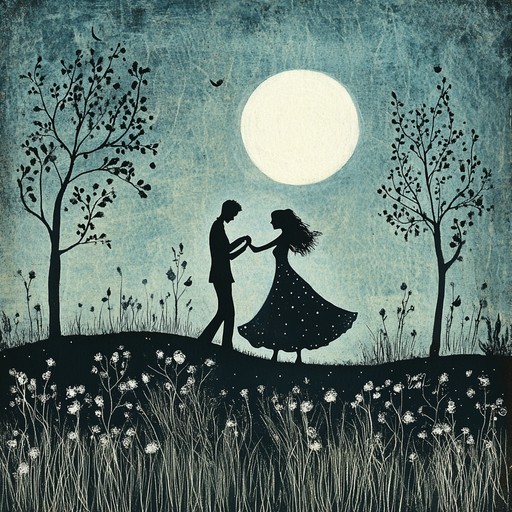 A delicate dance of banjos and fiddles under the summer moon, conjuring the intimate essence of bluegrass love in a twilight garden. The strings whisper passion, the rhythms sway like two lovers lost in each other’s embrace, swaddled by nature's murmur.