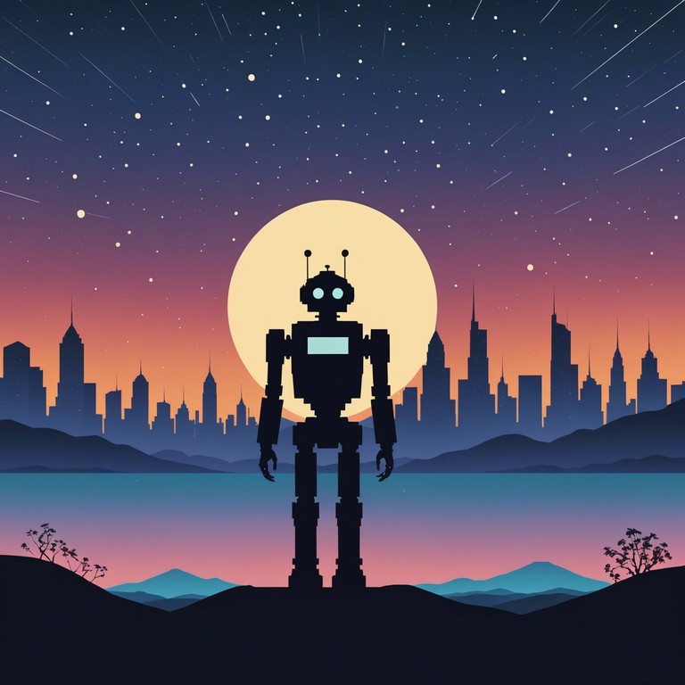 In an evocative exploration of isolation and futuristic landscapes, lonely robot dreams blends robotic soundscapes with a sense of vast, vacant space, creating an atmosphere that is both hauntingly beautiful and introspectively eerie. This track utilizes minimalist electronic elements to paint the auditory picture of a lone robot experiencing the quiet enormity of the universe.