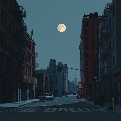 Craft a suspenseful night time track blending moody jazz elements with hypnotic house rhythms. Use deep bass lines and complex piano riffs to create an atmosphere of mystery and anticipation. The mix should feel both urban and enigmatic, perfect for a late night city scene.