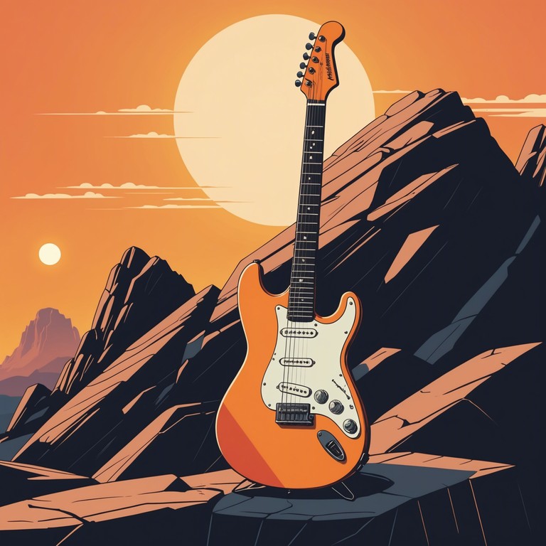 A soft rock composition that captures the spirit of nature’s quiet moments, enriched with the harmonic resonance of a gently played electric guitar against a backdrop of a fading sun.