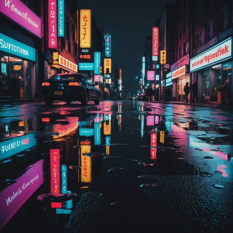 In this track, the listener is taken on a journey back to the 80s with a blend of nostalgic new wave synth sounds paired with modern, haunting melodies to create a vivid soundscape reminiscent of a night drive through a brightly lit cityscape.