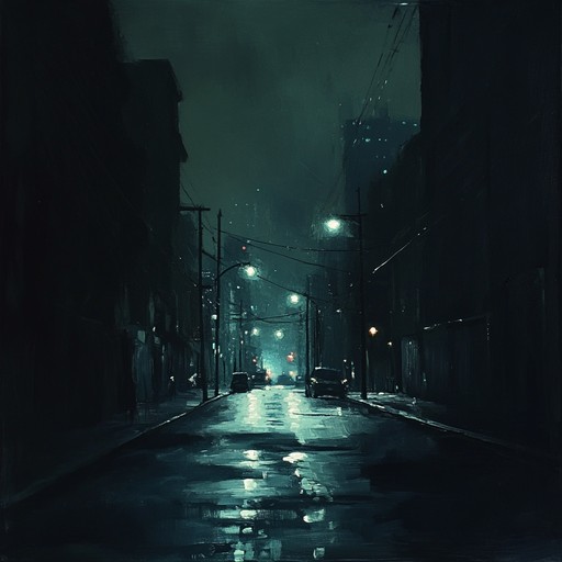 A fusion of late 80's swing rhythms with dark, groovy basslines, and haunting synthesizers creating an ominous yet danceable atmosphere. Perfect for nocturnal urban scenes with a sinister twist.