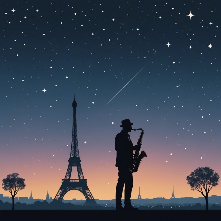 Inspired by a tranquil night in paris, this gentle jazz piece encapsulates the essence of a serene evening under a sky filled with stars. The melody ebbs and flows like a peaceful river, capturing moments of introspective solitude and contentment against the backdrop of the city's subtle nighttime noises.