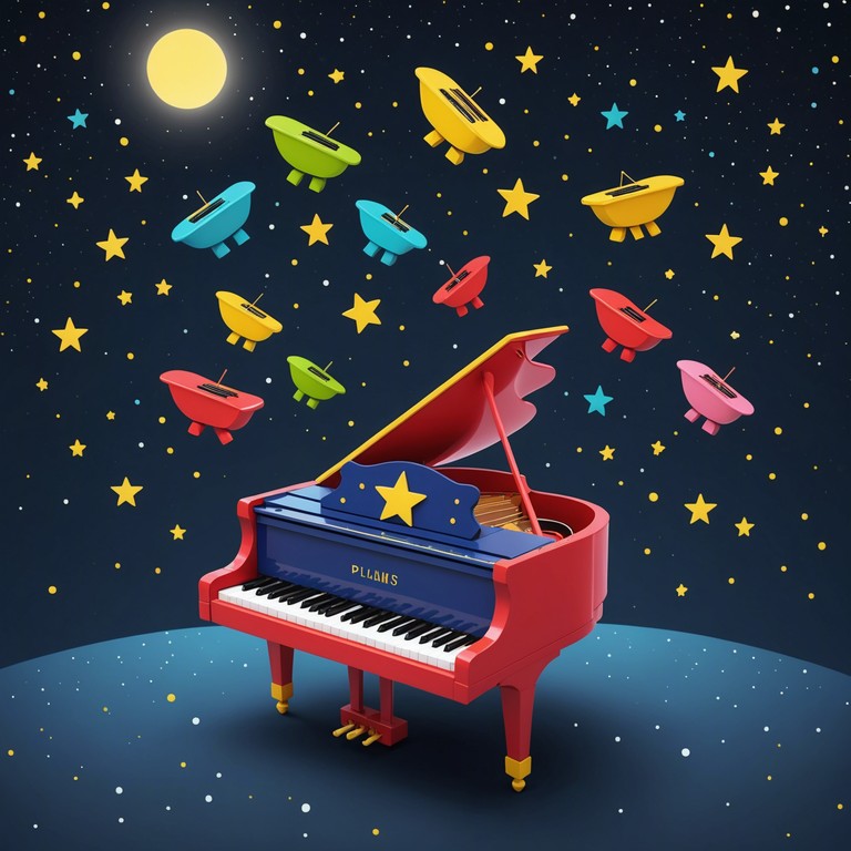 Step into an otherworldly nursery where each toy possesses its own unique melody, combining to create an orchestral electronic symphony that captivates and charms the imagination. The twinkling of the toy piano amidst synthetic waves evokes a timeless sense of adventure and wonder.