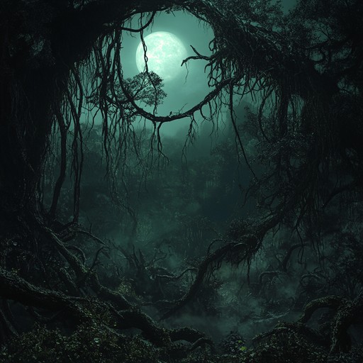 A suspenseful instrumental piece that blends exotic tropical instruments with ominous melodies, creating an atmosphere of danger and mystery in a shadowy jungle setting at night. A suspenseful instrumental piece that blends exotic tropical instruments with ominous melodies, creating an atmosphere of danger and mystery in a shadowy jungle setting at night.