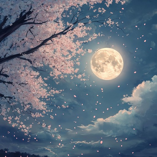 An instrumental track that breathes the soft, lush melodies of a serene cherry blossom evening. Utilizing delicate synthetic textures, the piece transports the listener to a tranquil and magical twilight dreamscape. A leading shimmering synth commands the soundscape, evoking an ethereal and enchanting ambiance.