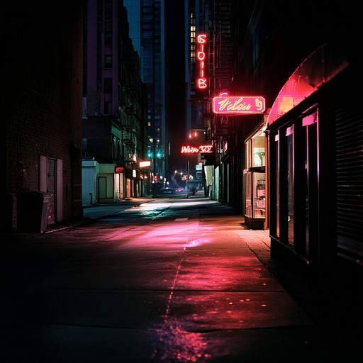 An instrumental track blending atmospheric hip hop beats with heavy metal guitars, creating a mysterious and edgy soundscape inspired by the city's underbelly at night.