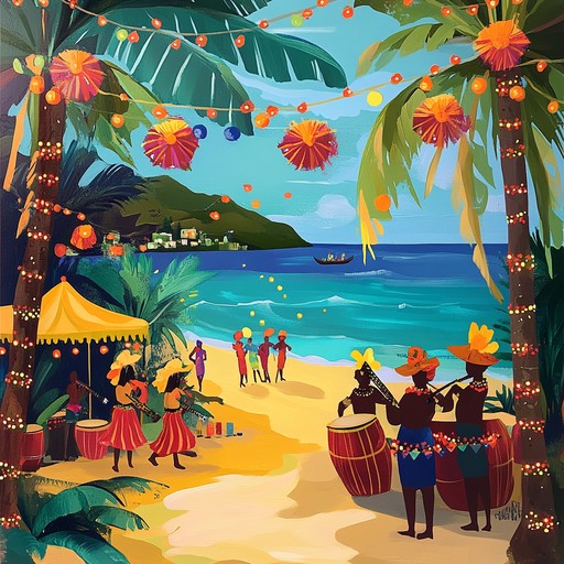 A vibrant and joyful instrumental that blends steel drums, rhythmic percussions, and shimmering bells to create a euphoric holiday atmosphere, ideal for a warm, sun soaked christmas gathering