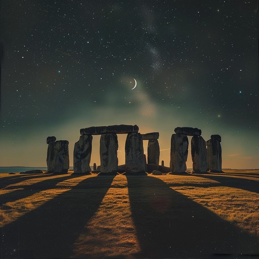 Channeling the energy of ancient ceremonies under a dark moon, this track uses deep drums to set a powerful, spiritual scene at a historic landmark during a significant celestial event.