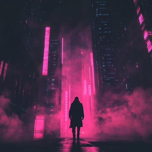 Step into an intense, pulsating future dystopia where dark electronic synthesizers and brooding bass lines create an ominous atmosphere, filled with foreboding and mystery.