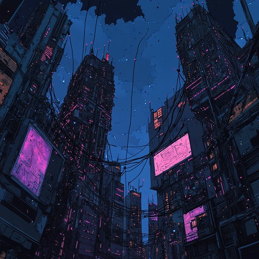 The track encapsulates a dystopian cityscape, blending aggressive distorted synthesizers with relentless industrial percussion to create an atmosphere of technological chaos and urban decay.