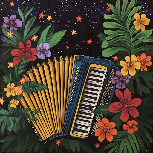 An instrumental cumbia piece that blends traditional rhythms with modern grooves, evoking the joy and energy of dancing under starry tropical skies.