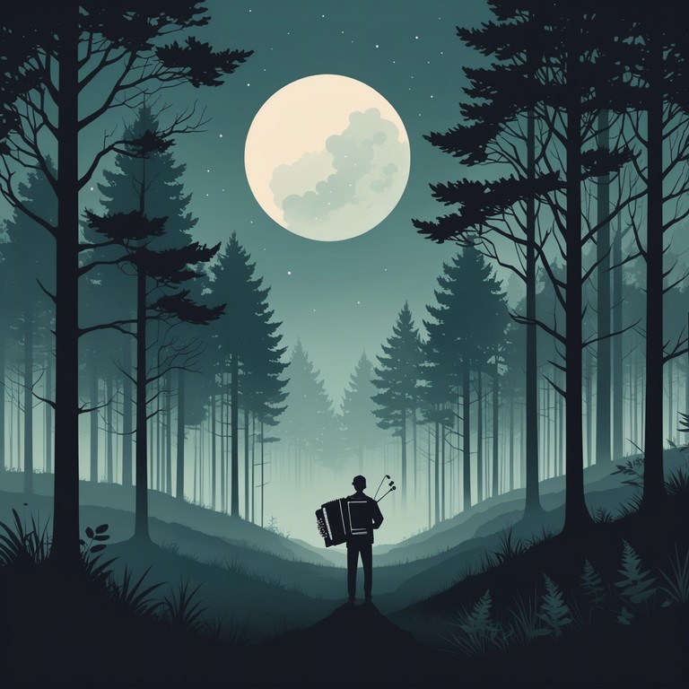 A unique instrumental mix where traditional polka meets the mysterious and slightly eerie undertones of a shadowy waltz, creating an intriguing auditory experience on a moonlit night. This composition blends lively polka rhythms with darker, whisper like sounds that tease and enthrall. The music evokes a feeling of dancing through an ancient, fog laden forest, where every step stirs whispers of long forgotten tales.