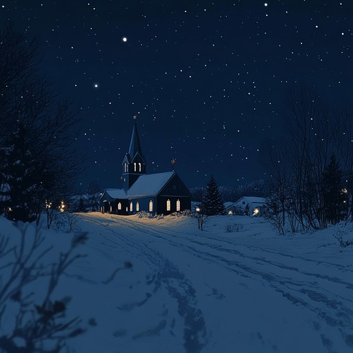 A musical piece that uses subtle bell sounds to envelop the listener in the quiet beauty of christmas, reflecting both the joy and peaceful solitude of a snowy winter night.