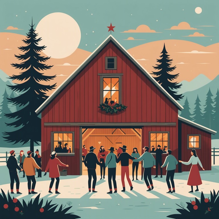 Imagine a scene in a lively barn dance during the winter holidays, where the swift plucking of a banjo sets the rhythm for dancers swirling in festive attire. This track combines the rustic charm of traditional bluegrass with a bright holiday essence, creating a soundtrack perfect for seasonal celebrations.