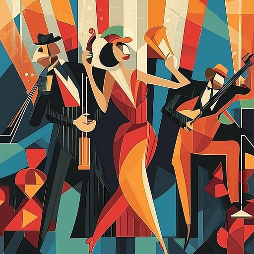 A spirited instrumental highlighting the bold and vibrant atmosphere of a 1920s cabaret, featuring dynamic saxophone leads and lively swing rhythms that invite listeners to dance.