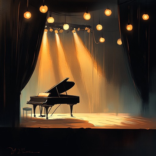 A gentle piano driven melody that transports listeners to a cozy cabaret lounge, enveloped in soft lights and an intimate atmosphere, invoking feelings of comfort and reminiscence.