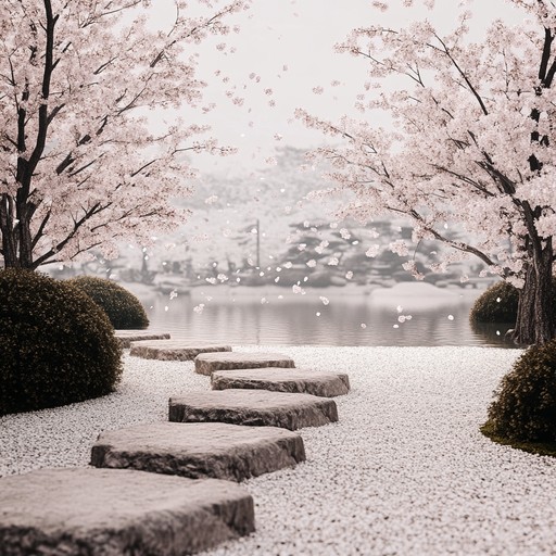 Immerse yourself in a calming instrumental piece that captures the serene atmosphere of a japanese garden during cherry blossom season. The gentle melodies evoke images of falling petals and whispering breezes, creating a peaceful ambiance perfect for relaxation.