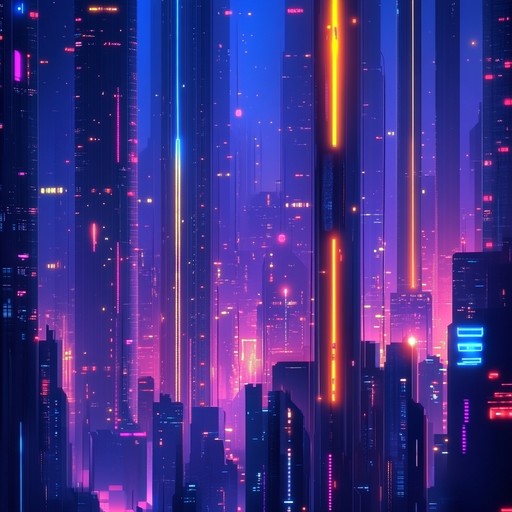 This track captures the electrifying nightlife of a futuristic, neon lit city. Bursting with vibrant synthesizer rhythms and pulsating basslines, it transports listeners into a world of high energy dance floors, dynamic street scenes, and unceasing excitement. Perfect for envisioning a bustling, high tech metropolis.