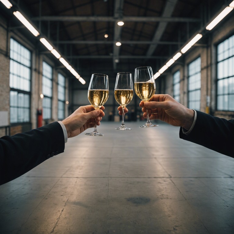 Imagine a vivid scene where the industrial backdrop of a massive factory becomes a playground for a vibrant night of celebration. The juxtaposition of heavy machinery and joyful celebration creates a unique auditory experience, with metallic resonances complementing the rhythm of rejoicing.