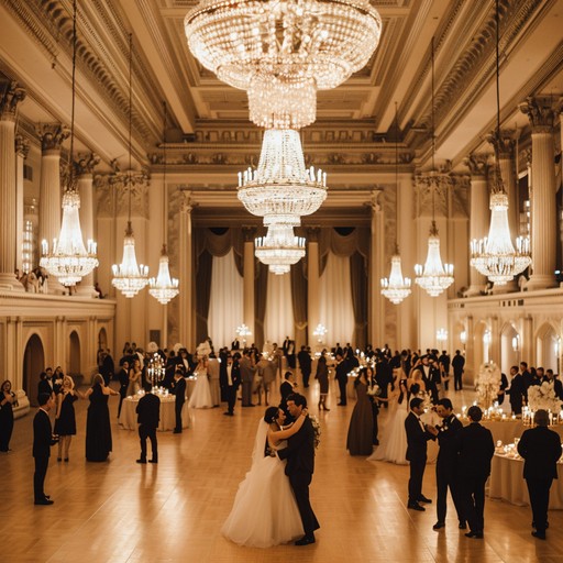 This instrumental piece features a signature ballroom waltz, imbued with whimsical and playful melodies that bring to mind a dance floor gliding with grace and laughter. Lush string arrangements and delicate piano motifs evoke an air of elegance and novelty, perfect for a grand soirée or a light hearted ball.