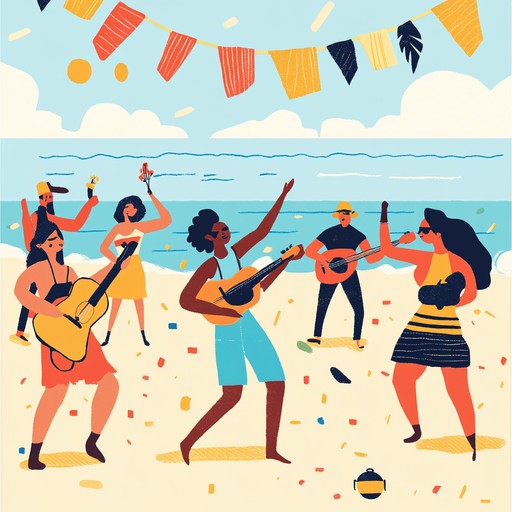 A happy bossa nova composition filled with rhythmic guitar strumming and dynamic percussion. The track brings a sunlit beach atmosphere to life, inviting listeners to dance and celebrate. Its cheerful and uplifting melodies evoke the essence of a tropical paradise.