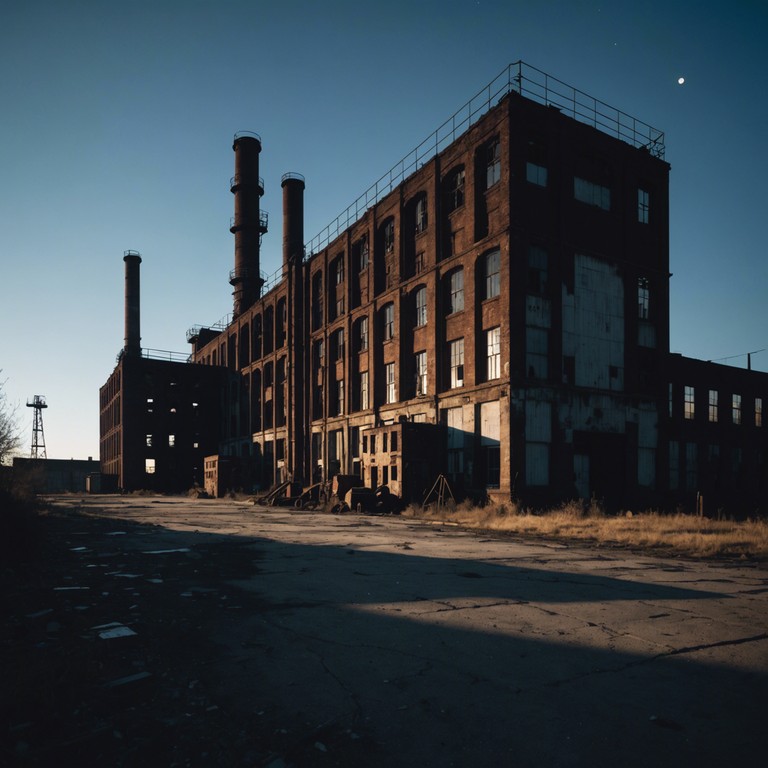 This track combines the mechanical hum of industrial factories with the rugged edge of rock instrumentation, creating a haunting soundscape that feels like wandering through a dilapidated factory under a full moon. Ethereal synths mesh with gritty guitar riffs, encapsulating the eerie silence broken only by the echoes of distant machinery.