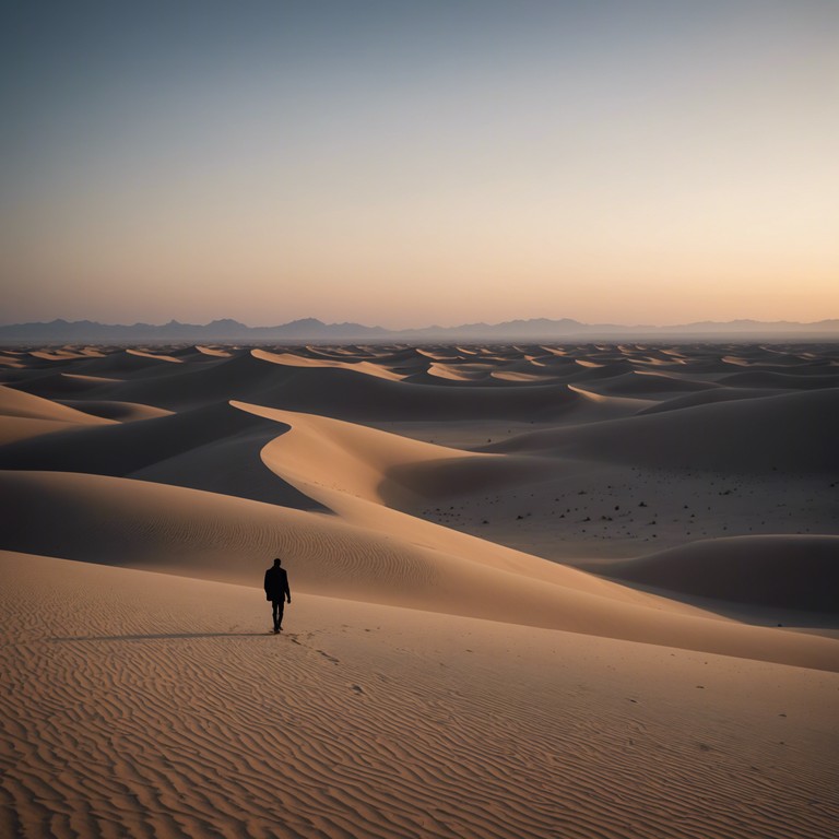 A musical experiment where traditional grunge rock merges with the intricate melodies of middle eastern music, creating a gritty yet hypnotic soundscape. This unique blend captures a sense of rugged nostalgia infused with the mystical allure of desert landscapes. The track features electric guitar riffs layered with the haunting sound of an oud, evoking a feeling of wandering in a surreal, sandy expanse.