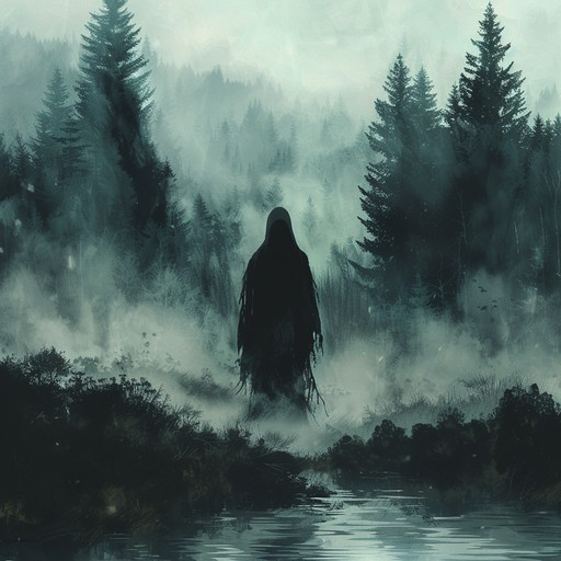 Enter a realm where dark synthesizers weave through layers of ominous tones, evoking a sense of ritualistic dread and relentless unease. Ethereal whispers haunt the backdrop, while echoing beats add to the pulsating, eerie atmosphere.