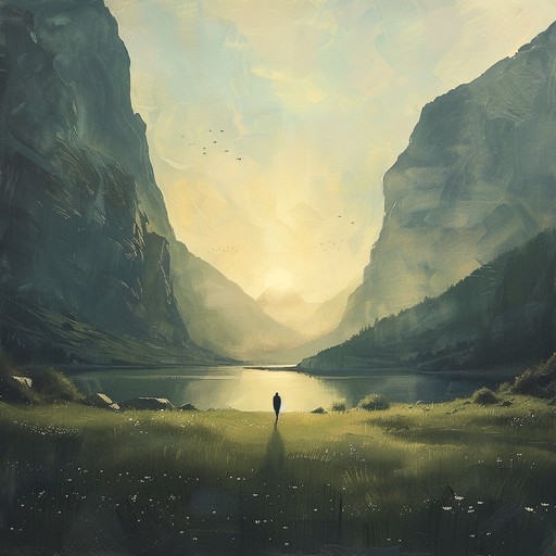 This piece captures the gentle essence of nature's quiet moments. The main instrument is the piano, set against a lush backdrop of strings and woodwinds. It evokes the image of a lone traveler contemplating life while gazing across a serene valley. The music gradually builds in layers, reflecting the complexities of thought and emotion, eventually resolving into a peaceful, satisfying conclusion.