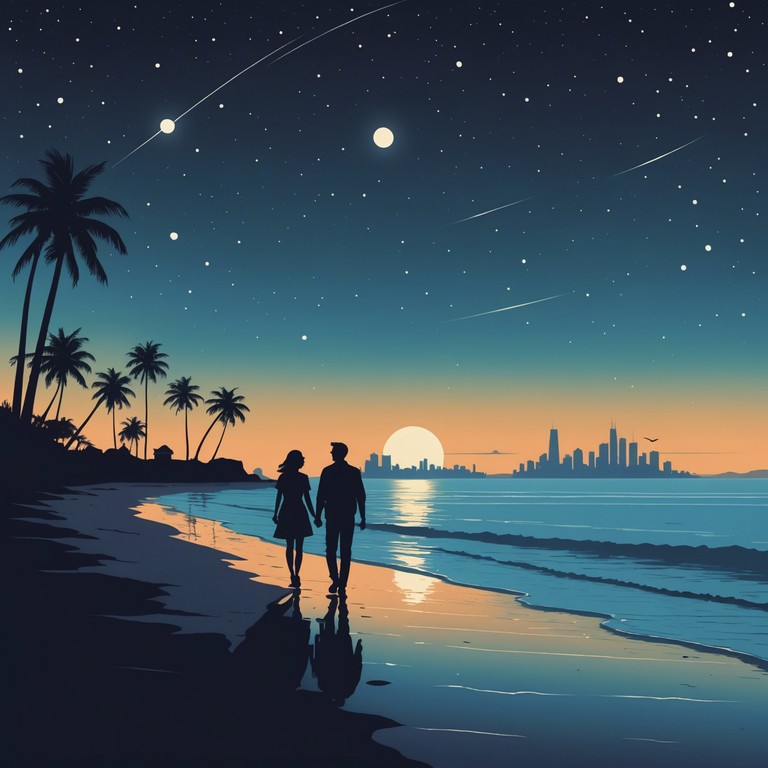 This track features a deeply intimate atmosphere infused with the gentle rhythms of bossa nova, evoking the serene nights along the rio de janeiro coastline. The music is led by the soft, emotive tones of a nylon string guitar, creating a sense of closeness and warmth that transports listeners directly to a quiet beach under a starlit sky.