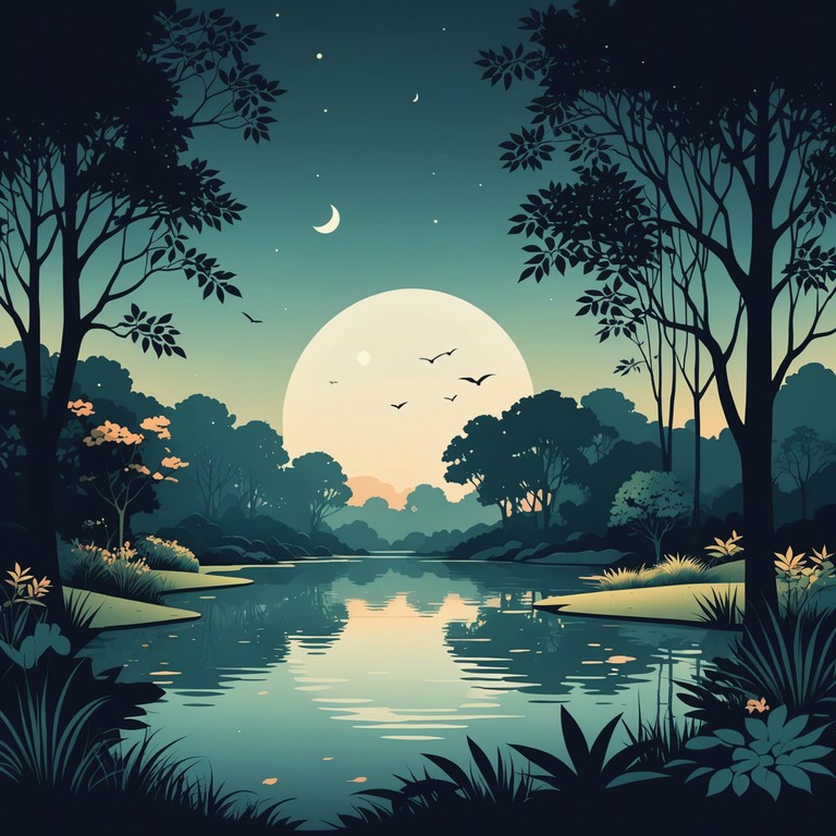 Imagine being in a quiet garden under a full moon, where soft whispers and serene music float in the cool air, evoking a sense of peace intertwined with an undercurrent of ancient mysteries.