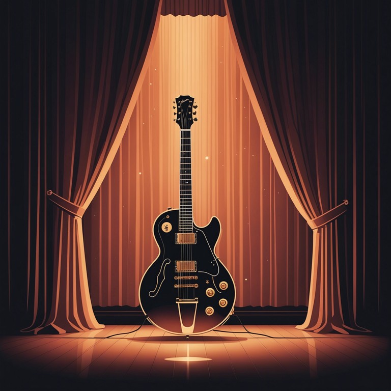 A track that merges the vibrant aesthetics of glam rock with the peaceful, soothing sounds of ambient music, creating a unique auditory experience that feels like a serene journey through a sparkling dreamscape. The use of electric guitar brings a touch of classic glam rock glitz, while maintaining a gentle, enveloping sound that cascades like soft light at sunset.