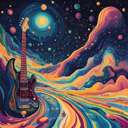 A trippy bossa nova piece evoking sunlight streaming through interstellar landscapes, blending classic rhythms with psychedelic echoes and ethereal vibes, creating a surreal auditory journey